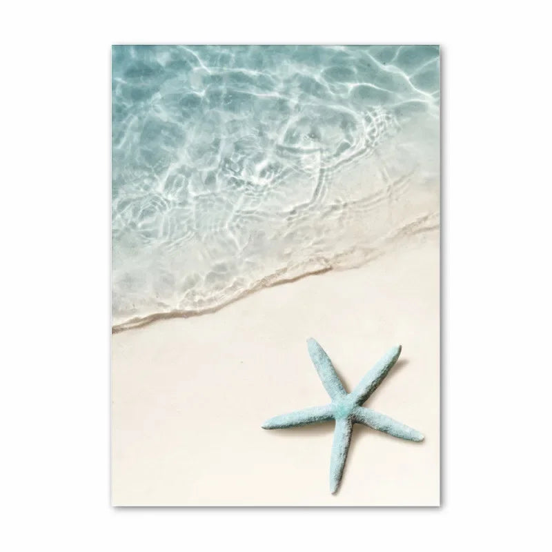 Blue Ocean Beach Landscape Tropical Getaway Travel Dreams Wall Art Fine Art Canvas Prints Posters Summer Gallery Wall Pictures For Living Room Decor | Bowlift