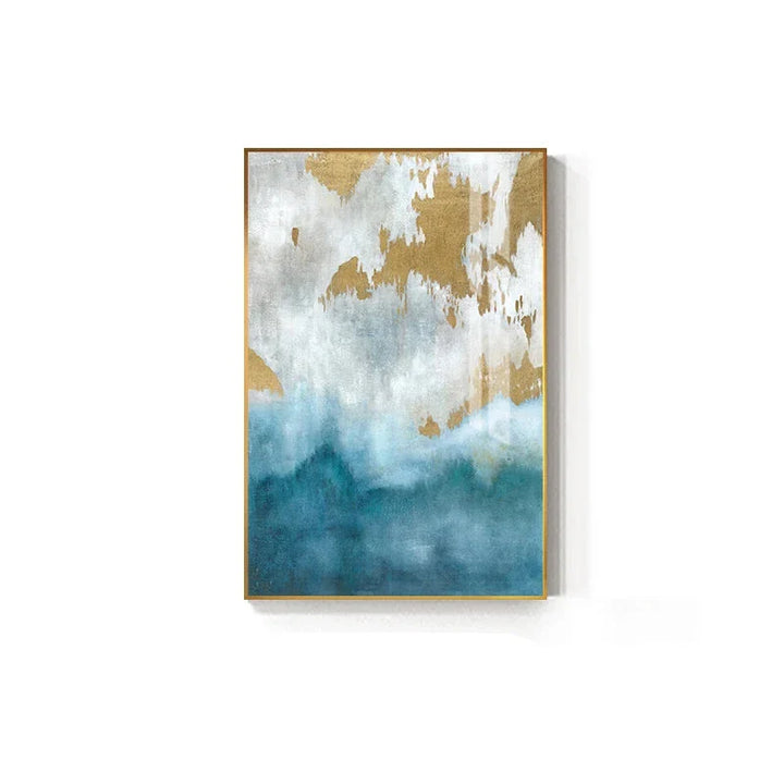 Blue Sea Golden Sands Wall Art Fine Art Canvas Prints Nordic Abstract Pictures For Modern Apartment Living Room Bedroom Foyer Art Decor | Bowlift