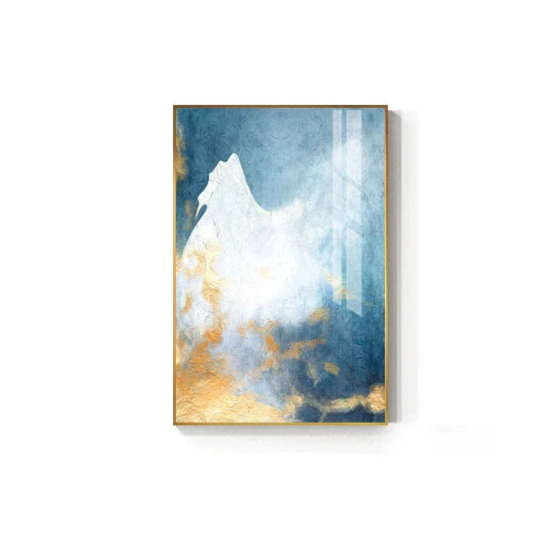 Blue Sea Golden Sands Wall Art Fine Art Canvas Prints Nordic Abstract Pictures For Modern Apartment Living Room Bedroom Foyer Art Decor | Bowlift