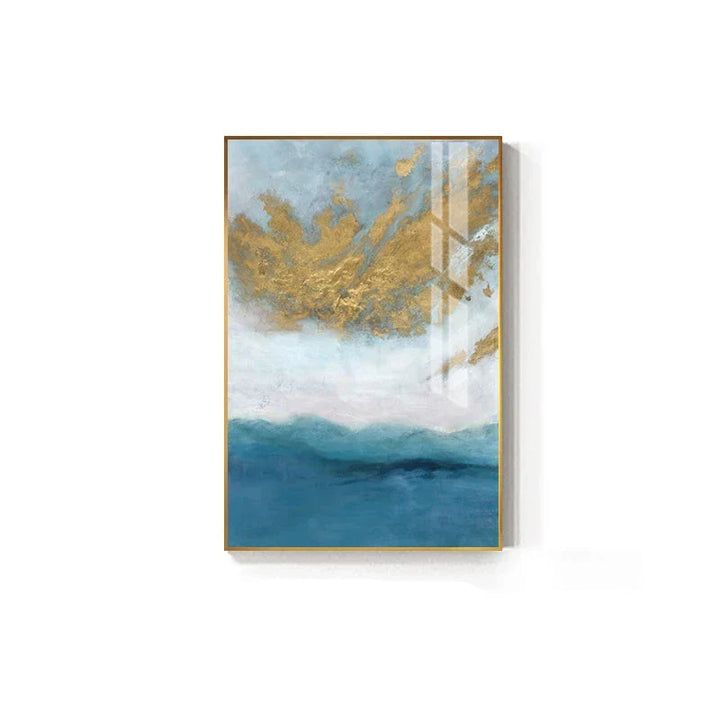 Blue Sea Golden Sands Wall Art Fine Art Canvas Prints Nordic Abstract Pictures For Modern Apartment Living Room Bedroom Foyer Art Decor | Bowlift