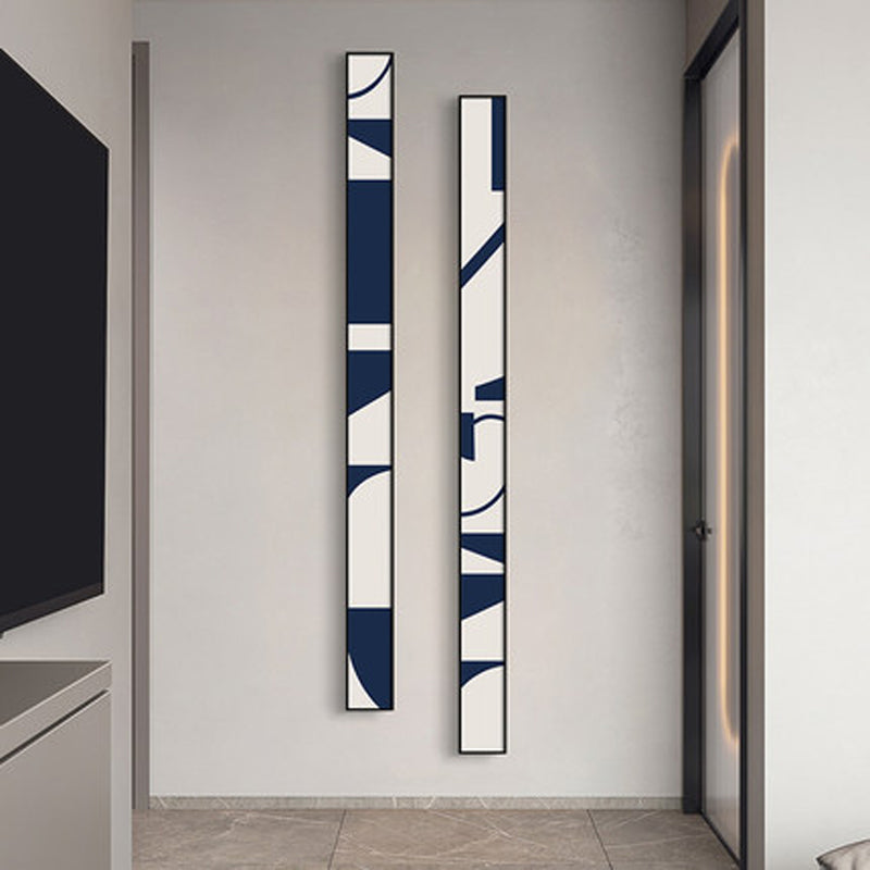 Creative Abstract Blue White Slim Format Wall Art Fine Art Canvas Prints Tall Narrow Wide Format Pictures For Living Room Foyer Stairway Wall Decor | Bowlift