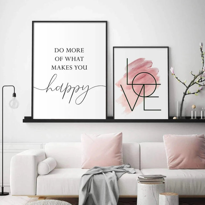 Blush Pink Love Feather Wall Art Fine Art Canvas Prints Minimalist Fashion Pictures For Living Room Girl's Bedroom Fashion Art Decor | Bowlift