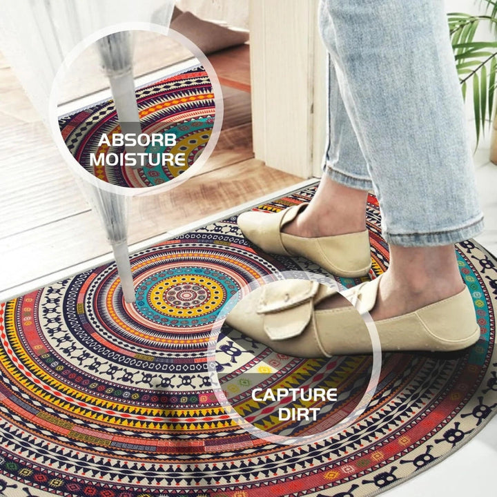 BowLift | Bohemian Half Round Mandala Rug