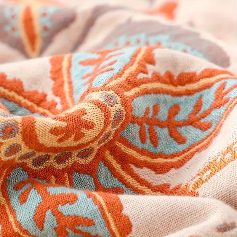 BowLift | Cotton Throw Blanket with Floral Boho Pattern