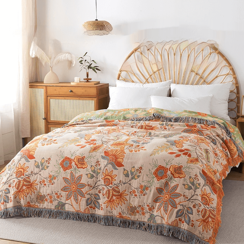 BowLift | Cotton Reversible Blanket with Jacquard and Boho Pattern