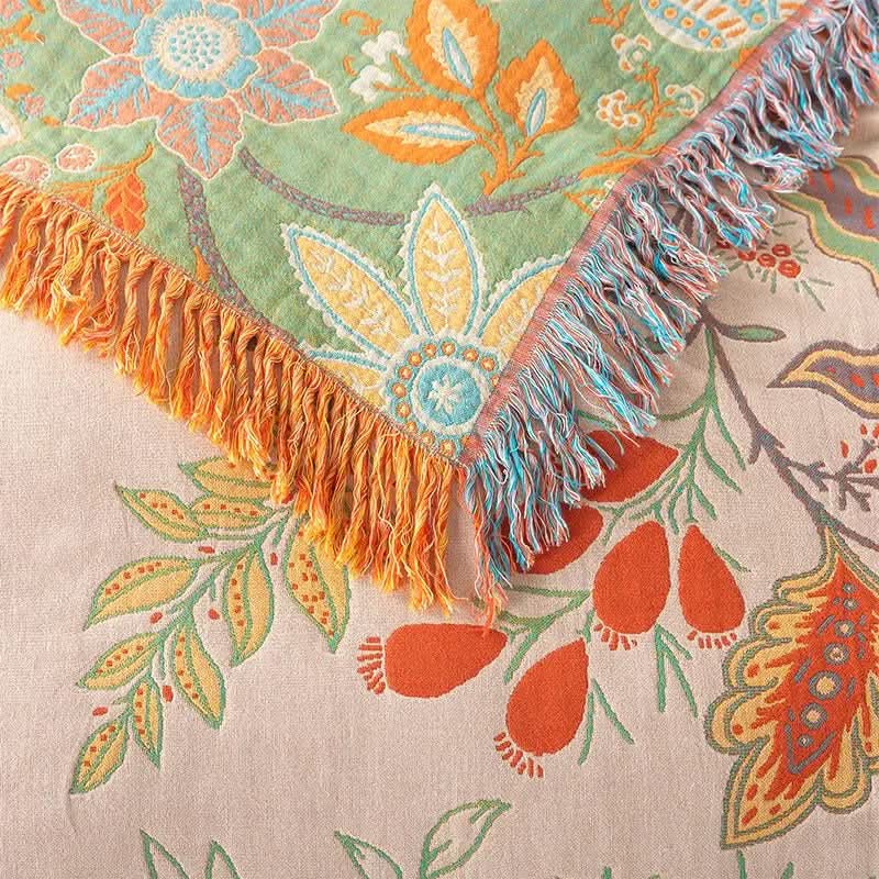 BowLift | Cotton Reversible Blanket with Jacquard and Boho Pattern