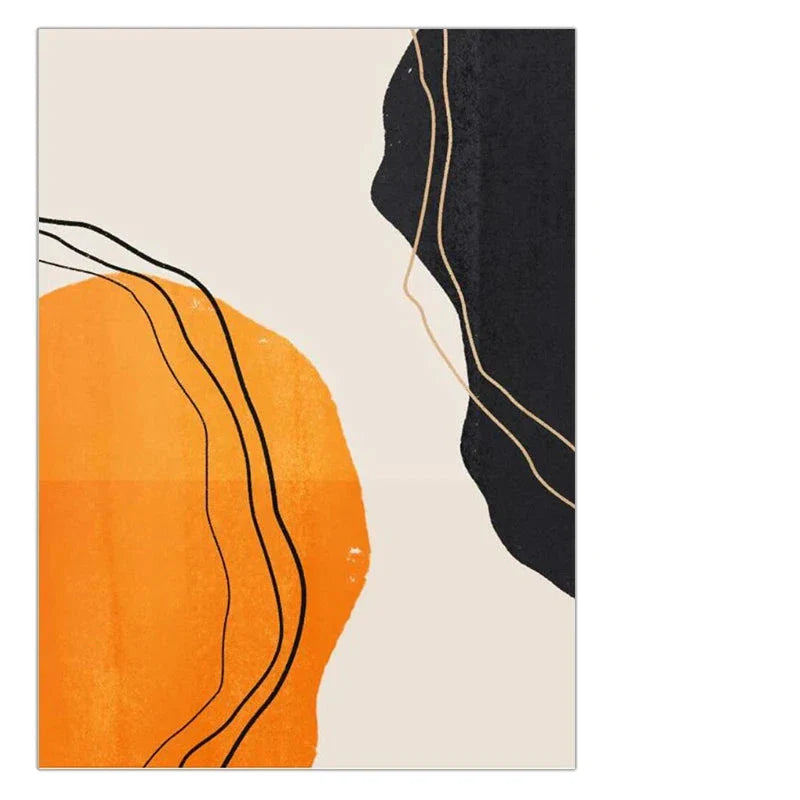 Bold Orange Beige Black Mosaic Abstract Wall Art Fine Art Canvas Prints Pictures For Modern Apartment Living Room Art For Contemporary Interiors | Bowlift