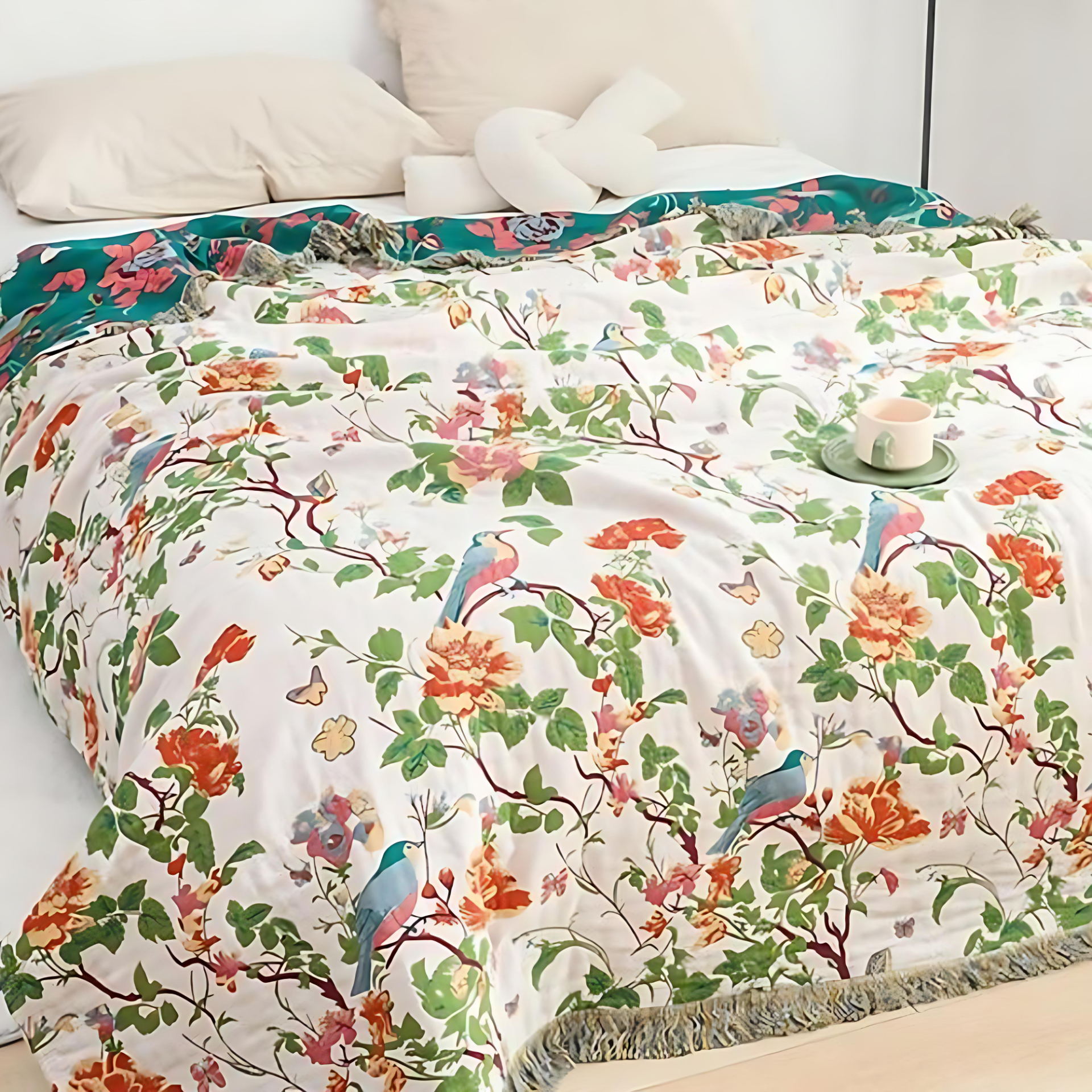 BowLift | Botanic Bluebird Reversible Cotton Blanket