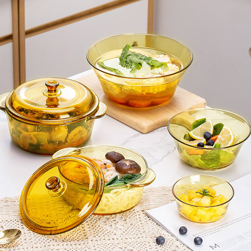 BowLift | Lead-Free Glass Bowl Set European-Style Household Heat-Resistant Microwave Oven Special Tableware Set [Cold-Resistant And Heat-Resistant]