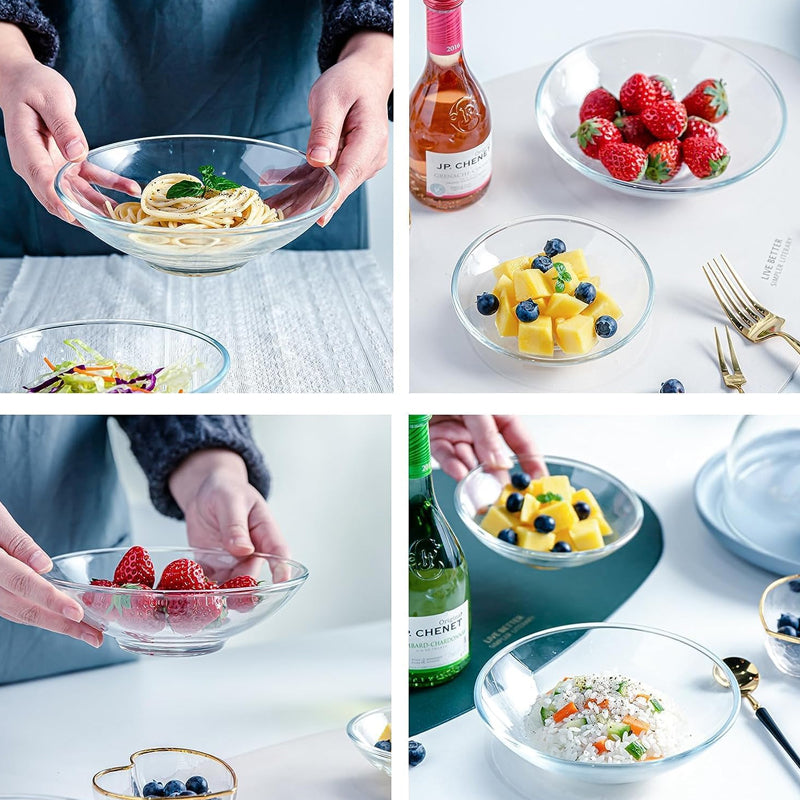 BowLift | Tempered Glass Bowl, Round, Microwave-Resistant Rice Bowl, Transparent Glass Bowl, Cereal Bowl
