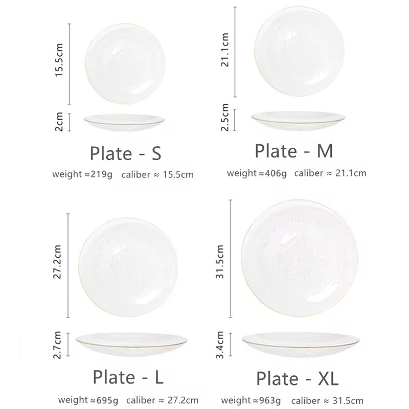 BowLift | Gold-Rimmed Bamboo Hat Bowl Nordic Crystal Glass Salad Bowl Household Striped Bowl Plate Glass Tableware