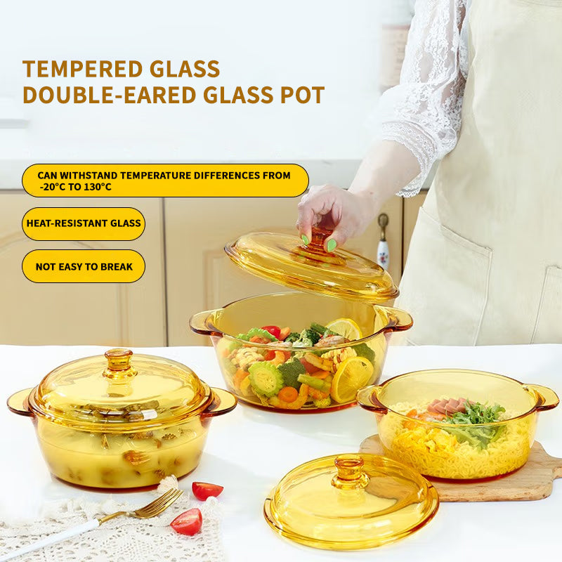 BowLift | Lead-Free Glass Bowl Set European-Style Household Heat-Resistant Microwave Oven Special Tableware Set [Cold-Resistant And Heat-Resistant]