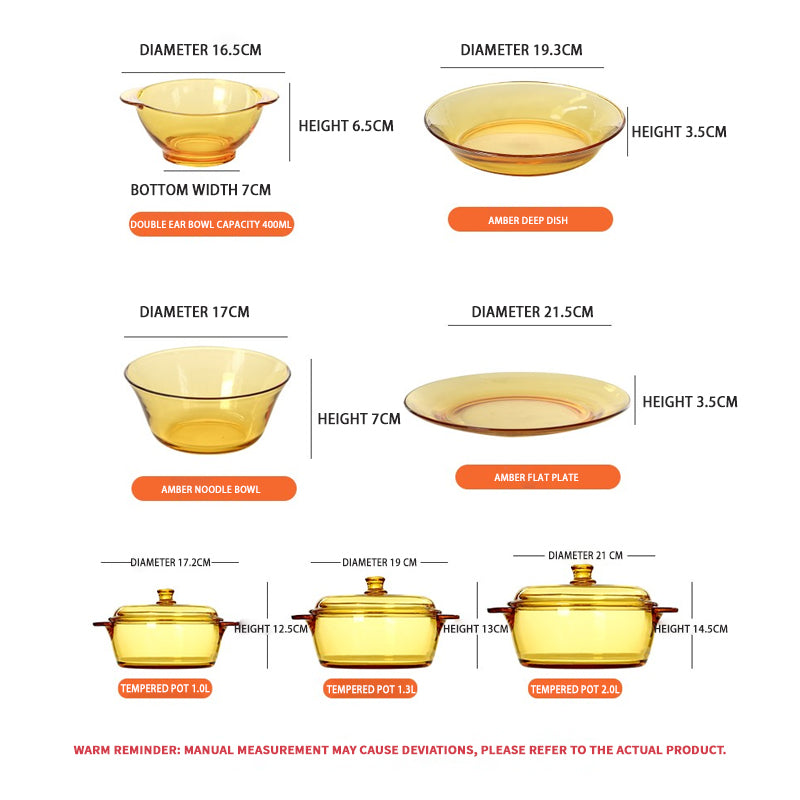 BowLift | Lead-Free Glass Bowl Set European-Style Household Heat-Resistant Microwave Oven Special Tableware Set [Cold-Resistant And Heat-Resistant]