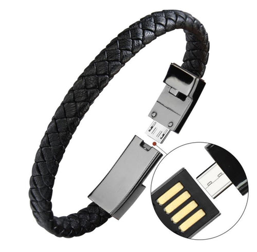 BowLift | Leather Bracelet USB Charging Cord Lightning Cable iphone and Android