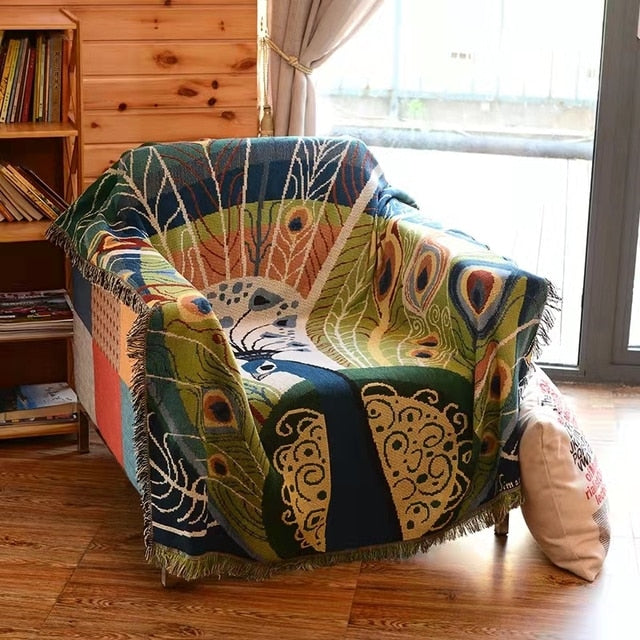 Peacock Throw Thread Blanket Bowlift