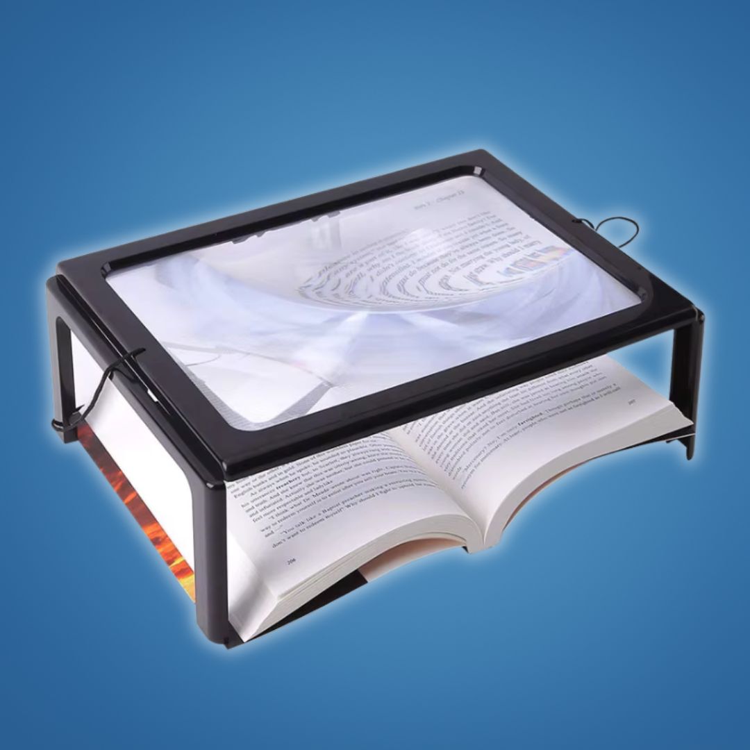 BrightView | 3x Page Magnifier with LED Light – Full Page View – Lightweight & Hands-Free – Ideal for Seniors & Low Vision Users Bowlift