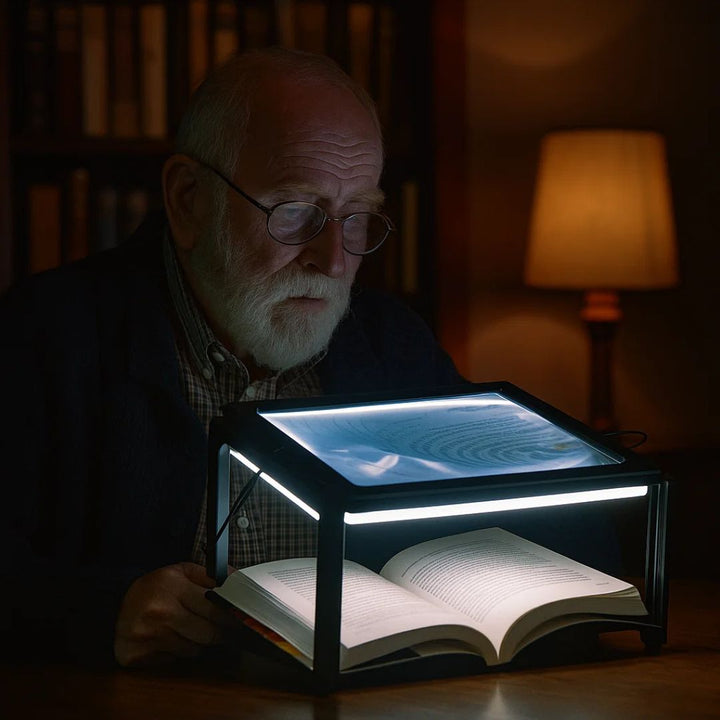 BrightView | 3x Page Magnifier with LED Light – Full Page View – Lightweight & Hands-Free – Ideal for Seniors & Low Vision Users Bowlift