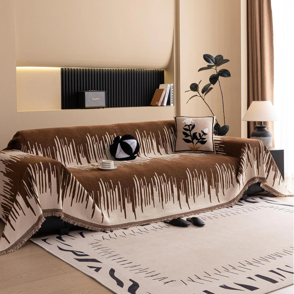 BowLift | Brushstroke Vertical Pattern Chenille Sofa Cover