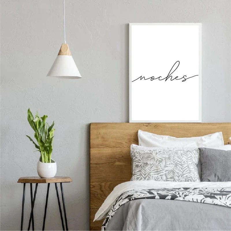 Buenas Noches Good Night Spanish Quotes Post Simple Black White Quotations Wall Art Fine Art Canvas Prints Minimalist Nordic Pictures For Bedroom | Bowlift