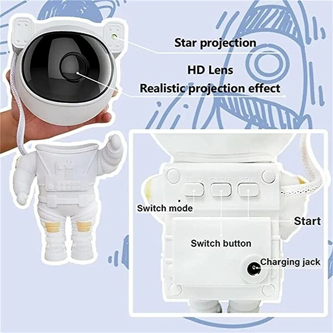 Starry Sky LED Projector – Astronaut Lamp with 360° Rotating Head and Remote Control for Bedroom and Living Room | Bowlift