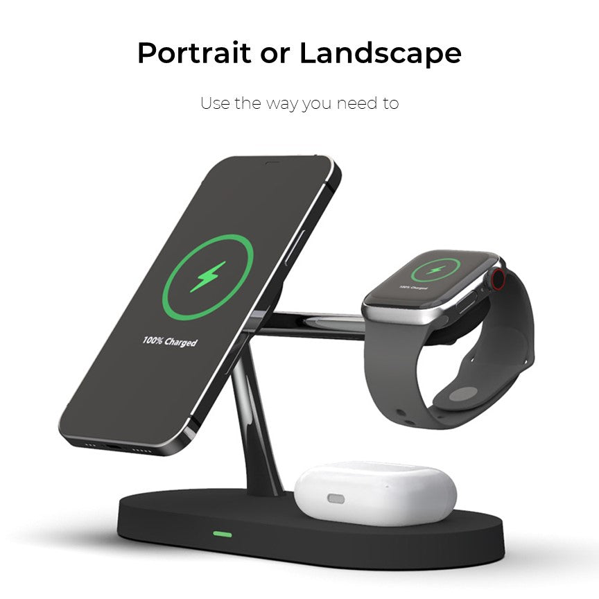 BowLift | 4-in-1 Wireless Charging Station - Magnetic Qi Charger for Phone, Watch & Earbuds