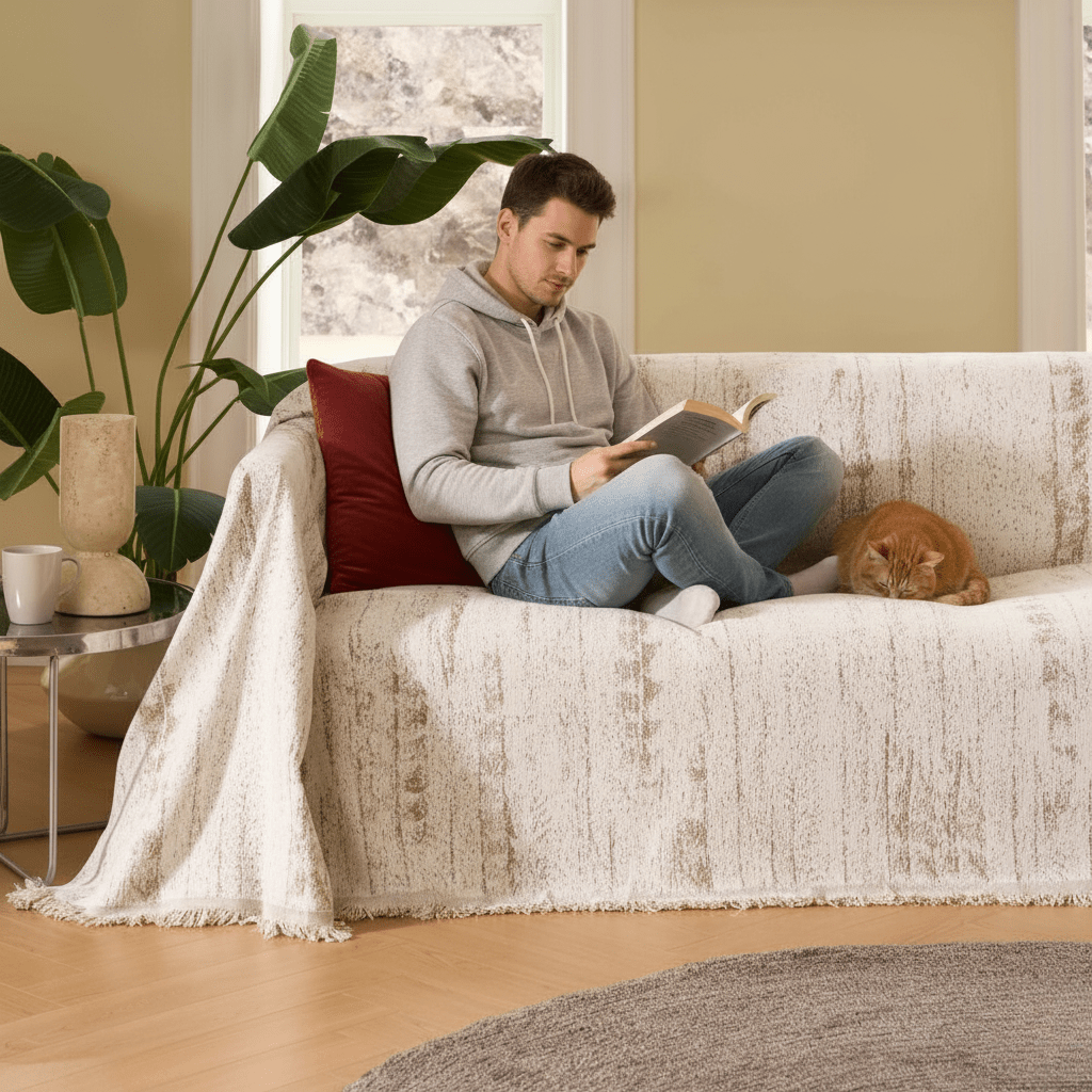 BowLift | Elegant chenille sofa cover with easy care