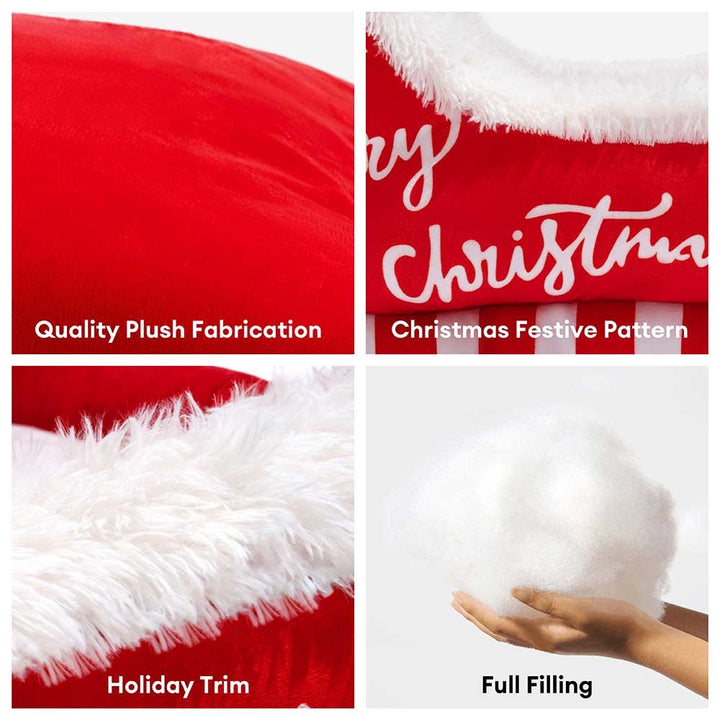 BowLift | Christmas Sleigh Dog Bed with Plush Crystal Velvet and Non-Slip Bottom