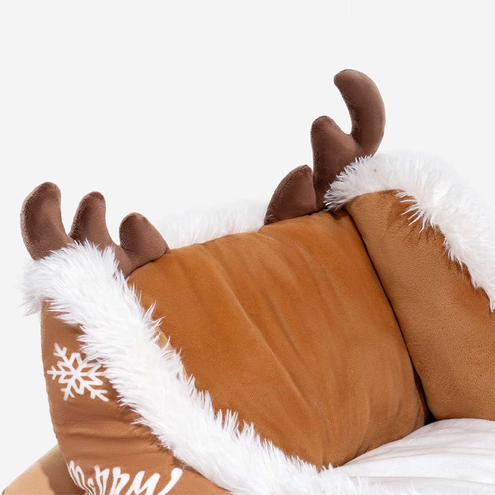 BowLift | Christmas Sleigh Dog Bed with Plush Crystal Velvet and Non-Slip Bottom