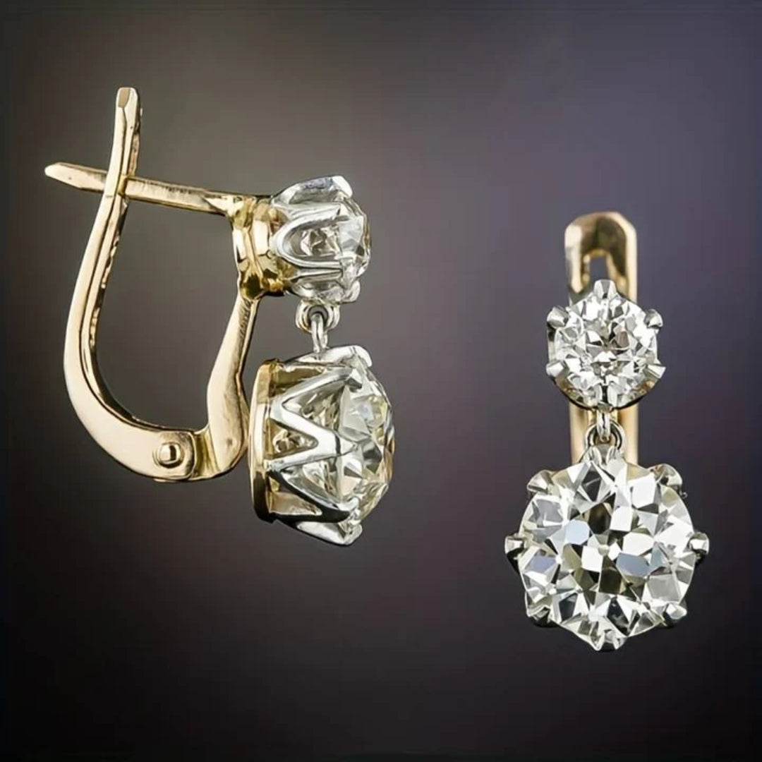 Stylish Gold Zirconia Earrings - Selene Chic Elegance Bowlift
