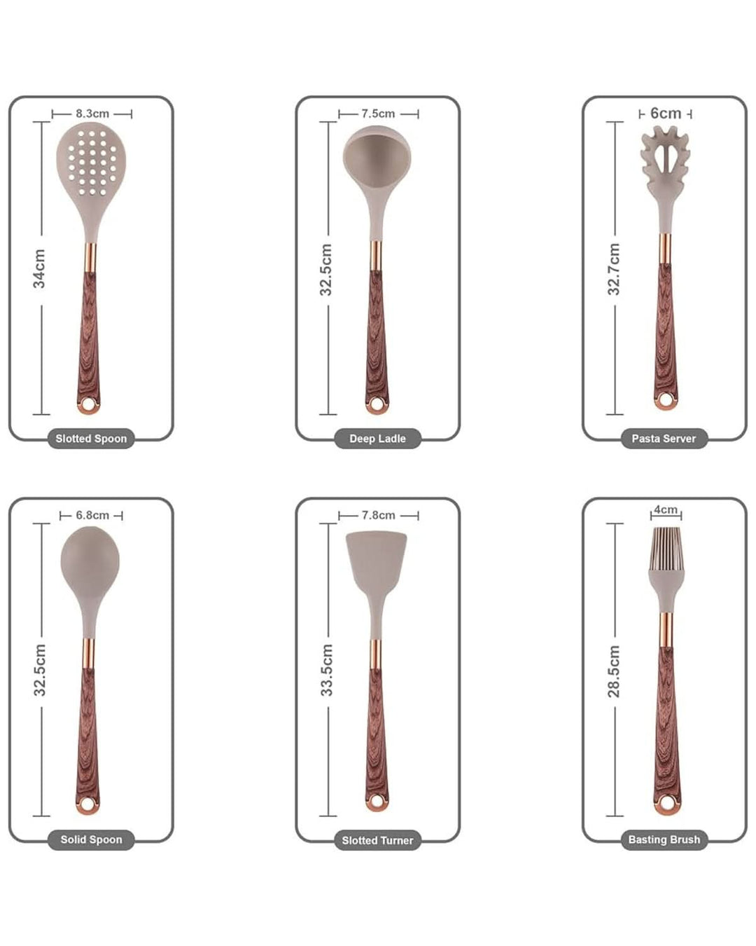 BowLift | Elegant silicone utensil set with handles in wood design