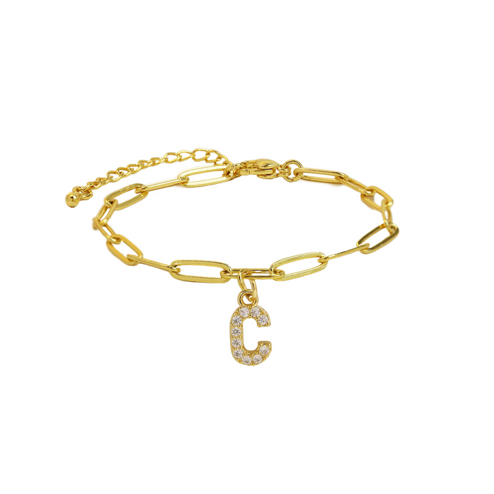 BowLift | Dainty Paperclip Letter Initial Bracelet