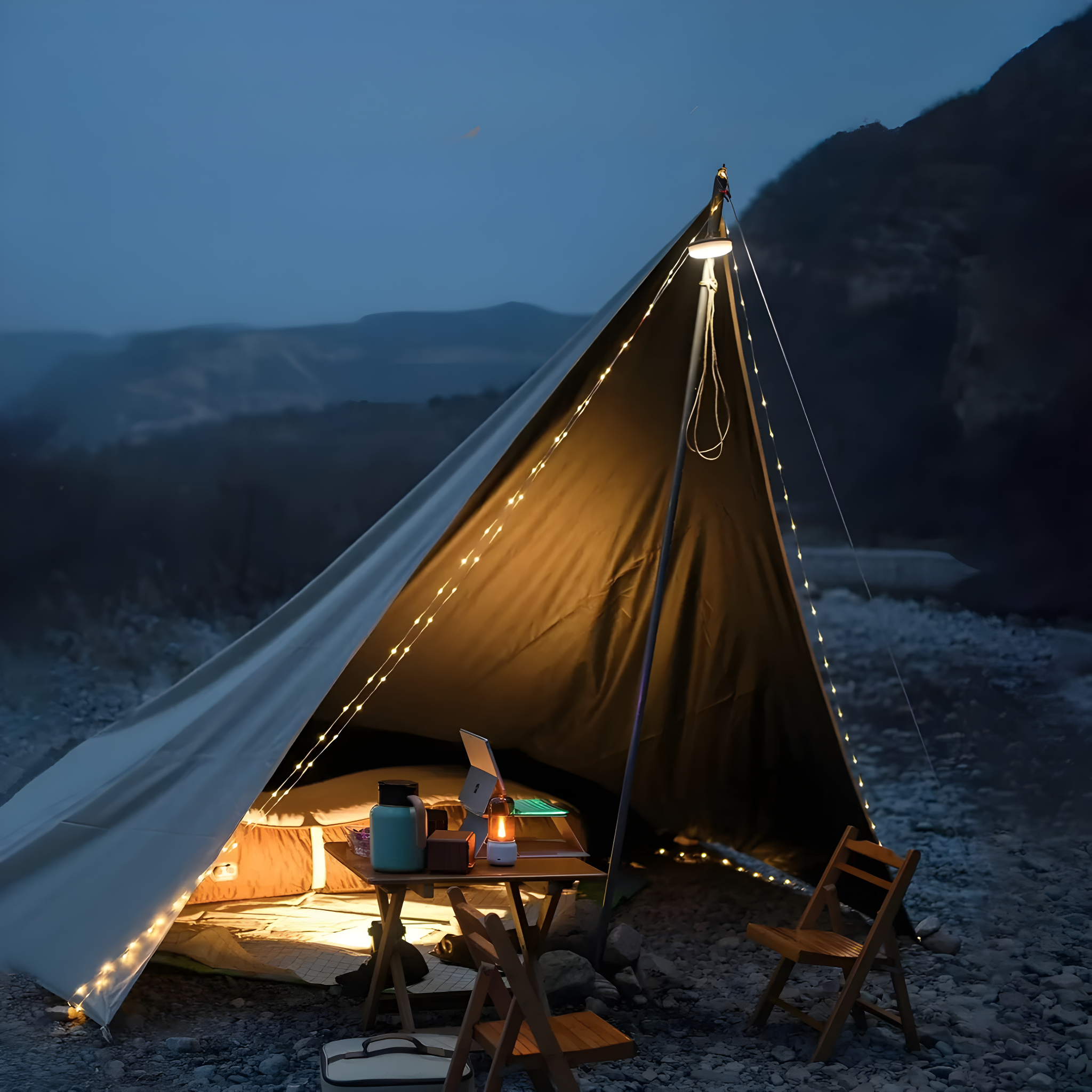 BowLift | CampBeam LED Outdoor String Lights – Rechargeable Waterproof Lights with Magnetic Hooks & 5 Lighting Modes