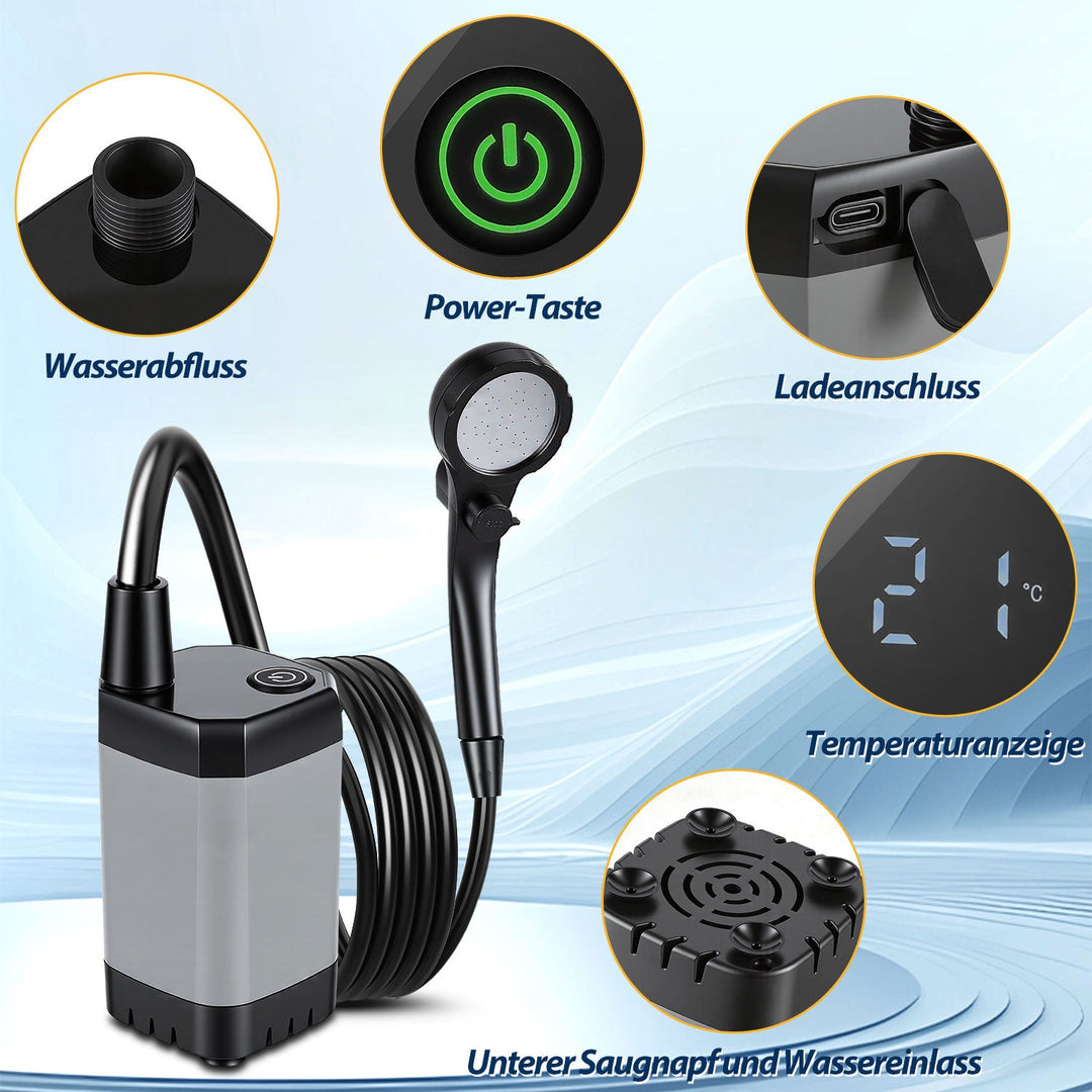 Portable Camping Shower Battery Outdoor Shower with 20L Folding Bucket | Bowlift