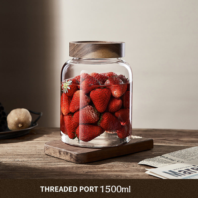 BowLift | Kitchen Storage Bottles And Jars, Glass Airtight Jars With Wooden Lids, Coffee Bean Cereal Candy Jars, Home Brew Jars