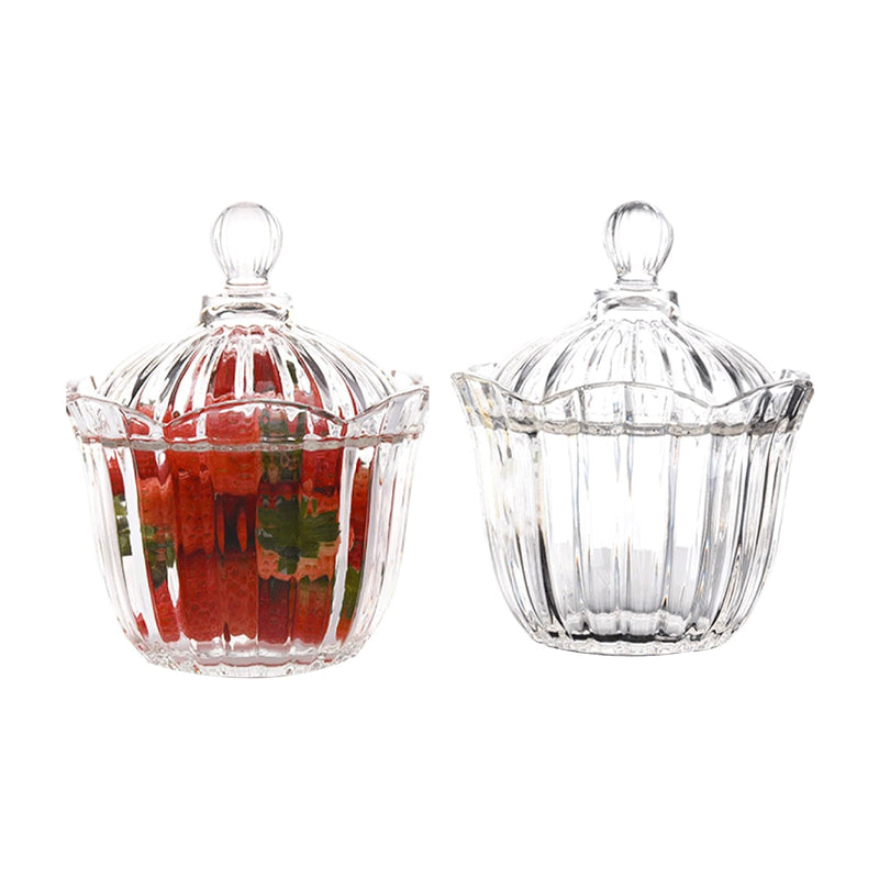 BowLift | 2-piece set, clear glass candy jar with lid wedding candy cube snack jar tea storage jar desktop ornaments