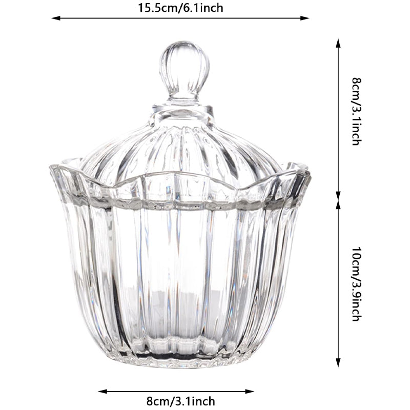 BowLift | 2-piece set, clear glass candy jar with lid wedding candy cube snack jar tea storage jar desktop ornaments