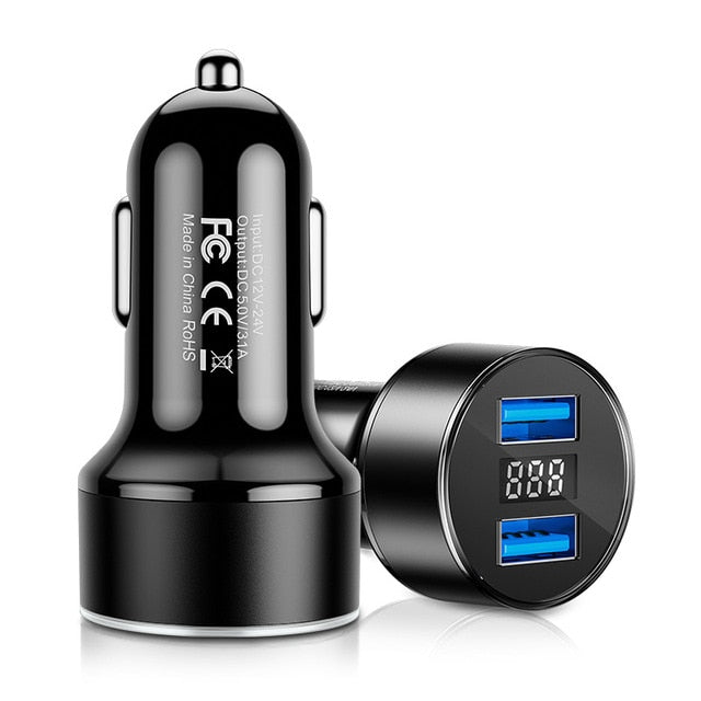BowLift | Dual USB Car Charger LED Display