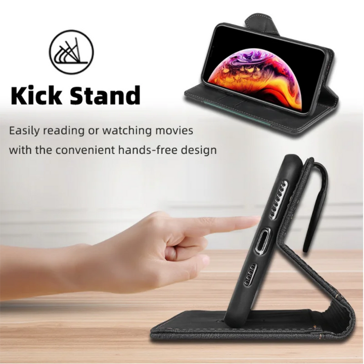 BowLift | Wallet Magnetic Flip Leather Case for iPhone