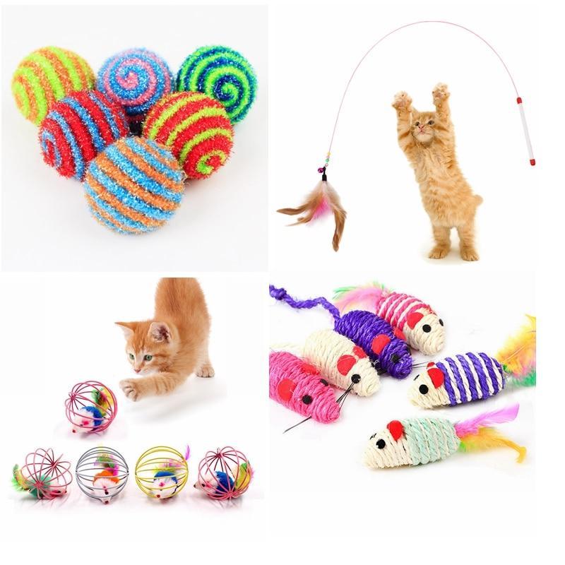 BowLift | Cat Interactive Toy Stick Feather Wand With Small Bell Mouse Cage Toys Plastic Artificial Colorful Cat Teaser Toy Pet Supplies