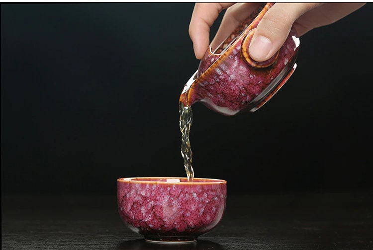 BowLift | Ceramic Gaiwan Set kuai ke Tea Set Camping Kung Fu Tea Set 1 Teapot 1 Cup Travel Teapot Coffee Cup Water Mug Office Kettle Drinking Utensils