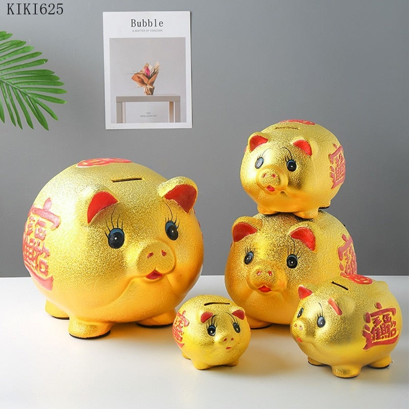 BowLift | Ceramic lucky pig coin piggy bank large capacity children's storage box cute pig animal glass home piggy bank children's gift
