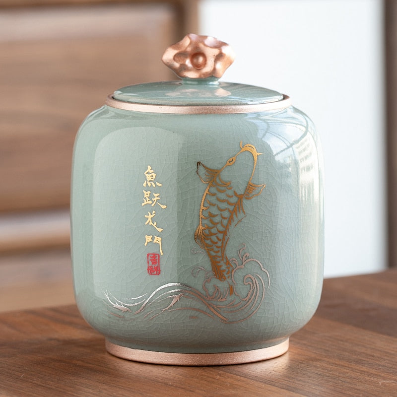 BowLift | Ceramic Teapot Tea Cajon Tea Box Storage Tea Container Moisture-Proof Sealed Tank Storage Tank Candy Jar Storage Box