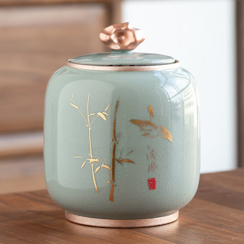 BowLift | Ceramic Teapot Tea Cajon Tea Box Storage Tea Container Moisture-Proof Sealed Tank Storage Tank Candy Jar Storage Box