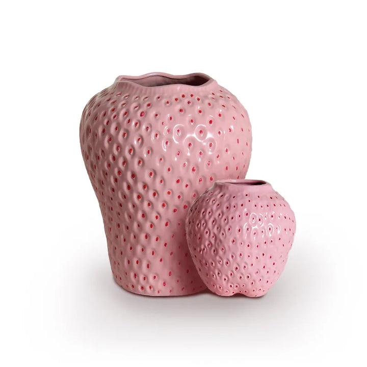 Ceramic vase in strawberry design, decorative flower vase for living room and kitchen | Bowlift