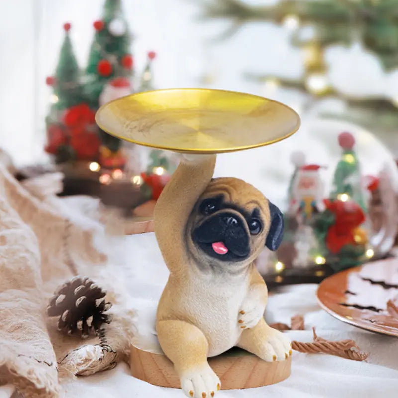 BowLift | Charming Dog Statue made of Resin with Tray for Keys & Small Items