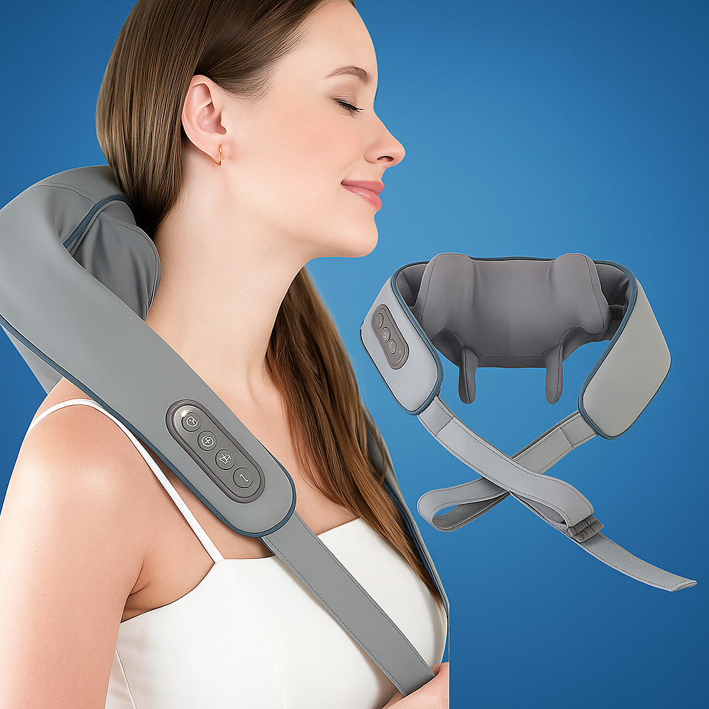 RelaxaPro | Shiatsu Neck Massager – Heated Relief – Cordless Design – Ideal for Office & Home Use Bowlift
