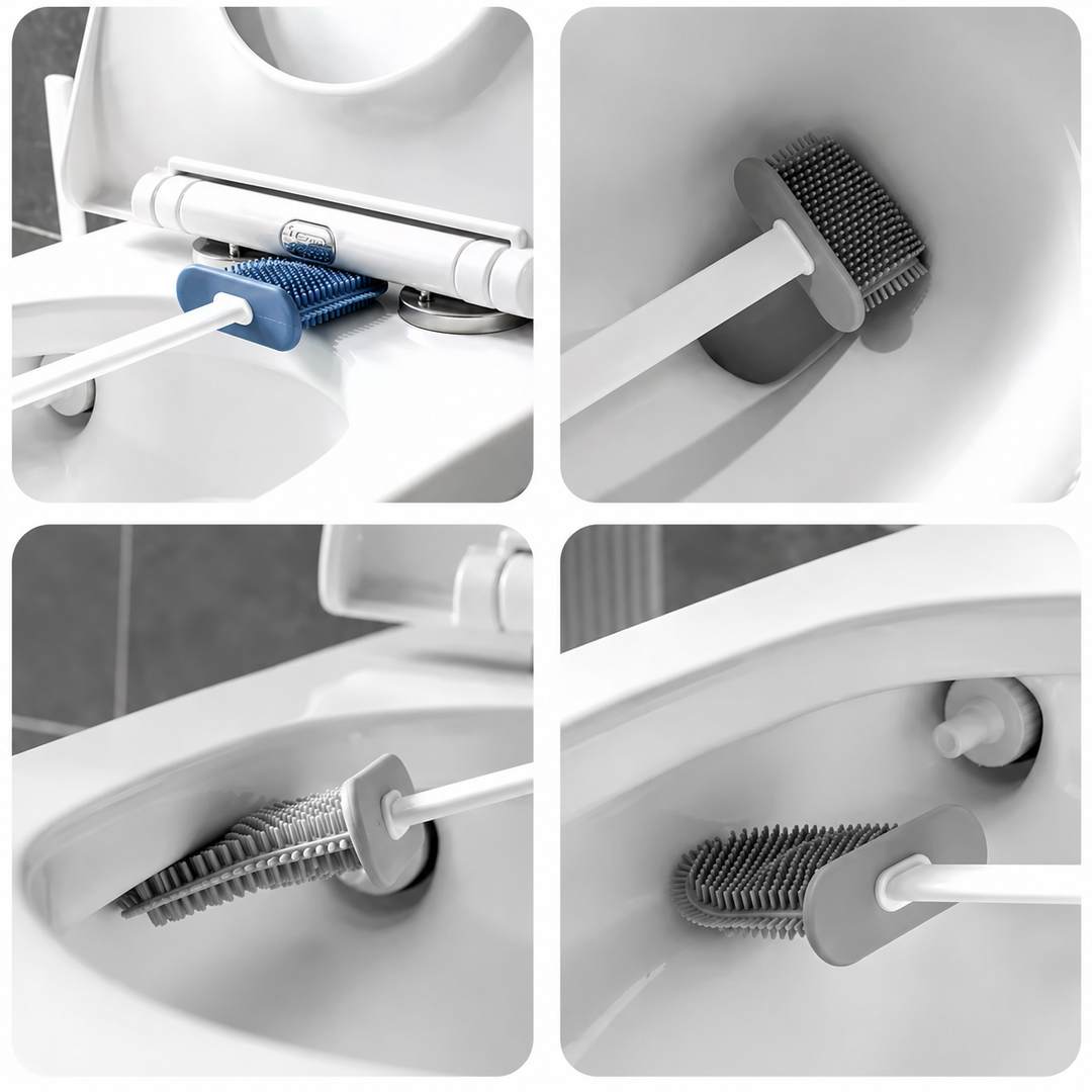 Silicone toilet brush with wall holder | Bowlift