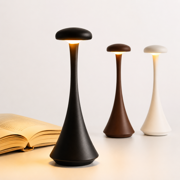 Compact rechargeable touch LED ambient desk lamp with flexible stem Bowlift