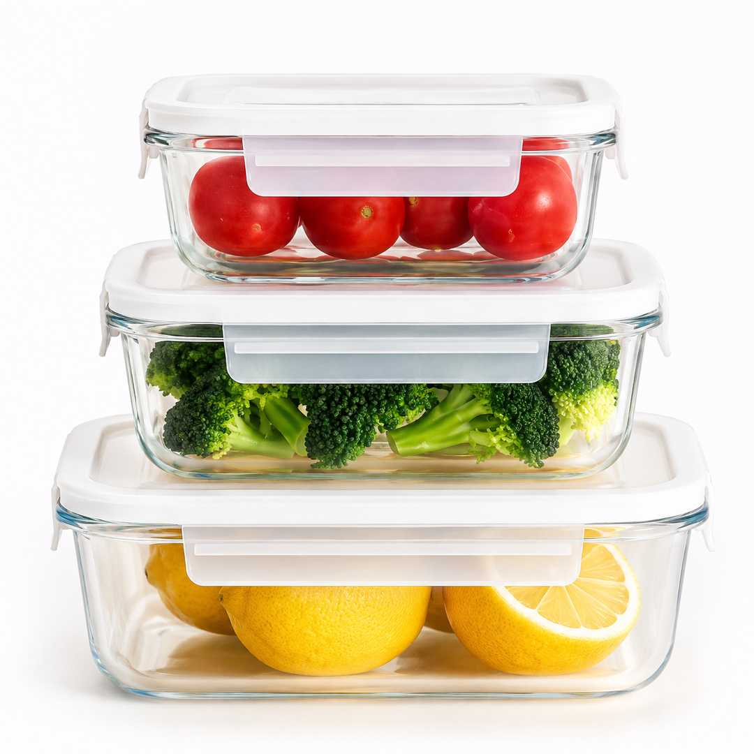 Stackable Airtight Borosilicate Glass Meal Prep Container Set with Leakproof Lids Bowlift