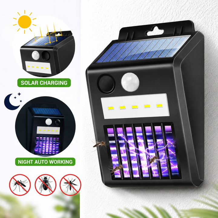 Solar-Powered Outdoor Mosquito Zapper with Motion Sensor and LED Security Light Bowlift